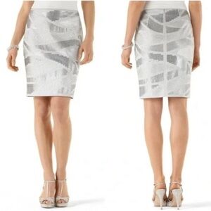 WHBM Light Grey Sequined Mini Skirt